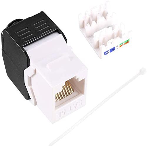 XYWHPGV Cat5E Jack RJ45 Module - Cat5E Network Coupler Punch Adapter White(d06eb 10edc 564db e4f9c c0247 ca2a5