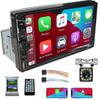 7 Inch Single Din Car Stereo,Compatible with Wireless Apple Carplay & Android Auto,HD Touch Screen Bluetooth Car Audio FM Radio with 12 LED Backup Camera,Support Mirror Link,AUX,USB,Fast Charging view 1