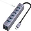 FORIDA USB C Hub-8 Port USB HUB with 7 USB3.0 Data Ports,Aluminum Alloy USBC Splitter with Type C 5V/3A Power Port Compatible with MacBook, iPad, Surface Pro, XPS, Laptop,PC (Gray,USB C-9.8in) view 1