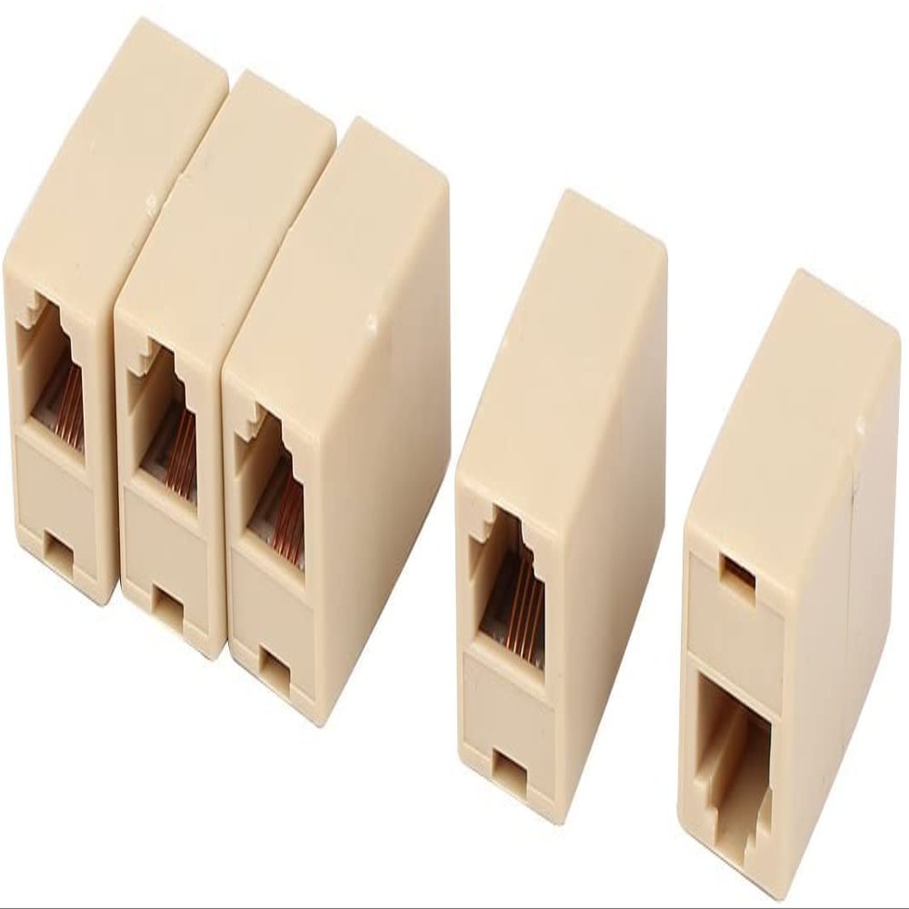 XYWHPGV Plastic RJ11 6P4C Cable Connector for Landline Telephone 5 Pieces, Beige(5631a d8bd8 f27f8 005f4 007f1 6477d