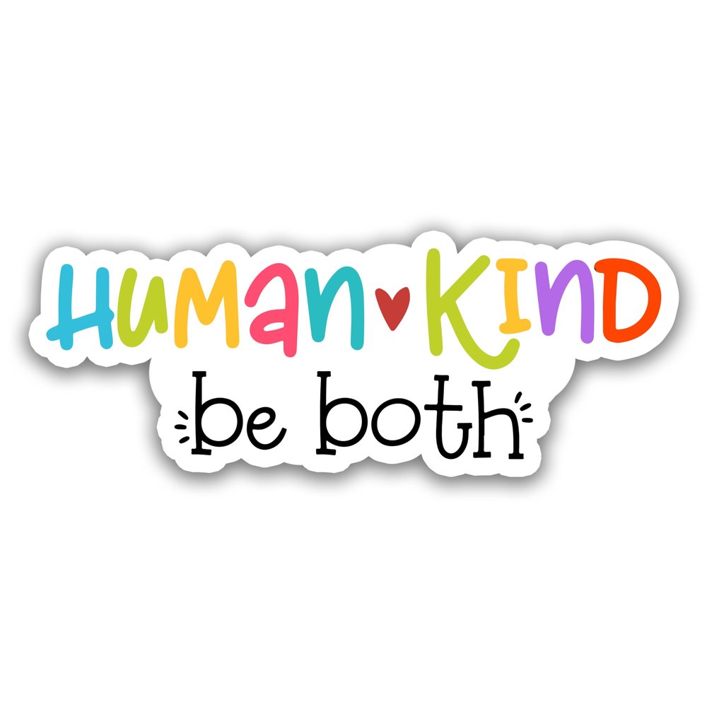 18DECOFUS (3pcs) Human Kind Be Both Sticker, Teacher Sticker, Inspirational Sticker, Mental Health Sticker, Vinyl Be Kind Decals for Laptop Water Bottle, Christmas Sticker, Christmas Gifts (Size 2")