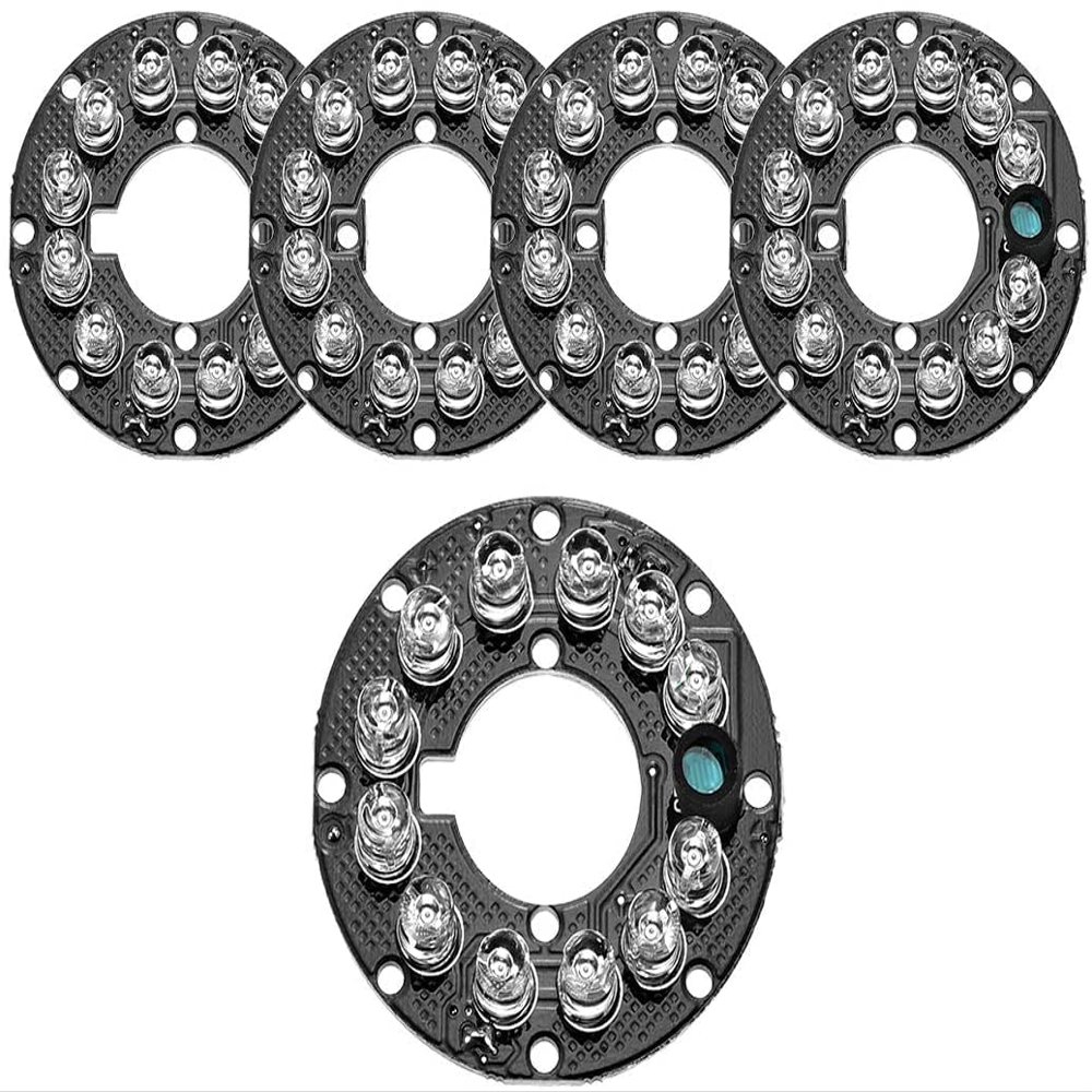 XYWHPGV 12 LED 850nm IR Infrared Plate 80s Round Plate IR Illuminator Board Bulb for CCTV Security Camera 5pcs (B047B B7915 5E35A CE4C4 95076 70759