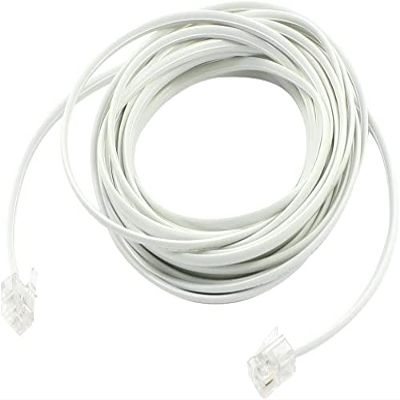XYWHPGV Modular RJ11 Telephone Cable Wire 5m 16.4ft for Landline Telephone, White(0619d a2efe a9b38 a7288 a6953 6092e