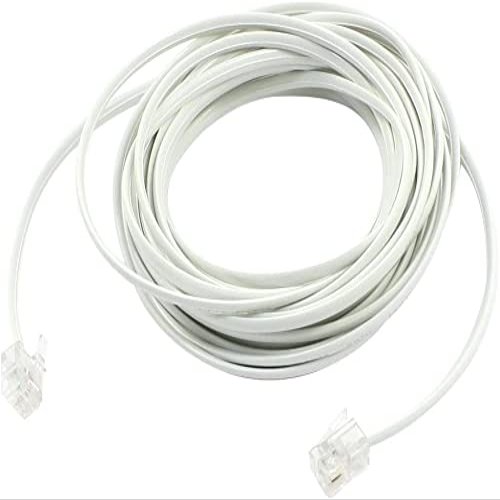 XYWHPGV Modular RJ11 Telephone Cable Wire 5m 16.4ft for Landline Telephone, White(0619d a2efe a9b38 a7288 a6953 6092e