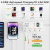 6 USB(2 USB C) Surge Protector Power Strip- 5Ft Travel Power Strip with 4.8A USB Charging Station and 4 Extendable Outlet, 13A Flat Plug Braided Extension Cord with Wall Mount for Travel Office Dorm view 2