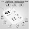 6 USB(2 USB C) Surge Protector Power Strip- 5Ft Travel Power Strip with 4.8A USB Charging Station and 4 Extendable Outlet, 13A Flat Plug Braided Extension Cord with Wall Mount for Travel Office Dorm view 3