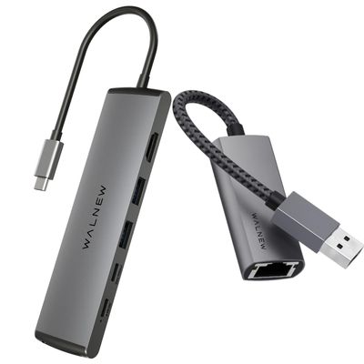 1pc USB 3.0 to 1Gbps Ethernet Adatper & 1pc 7 in 1 USB-C Hub