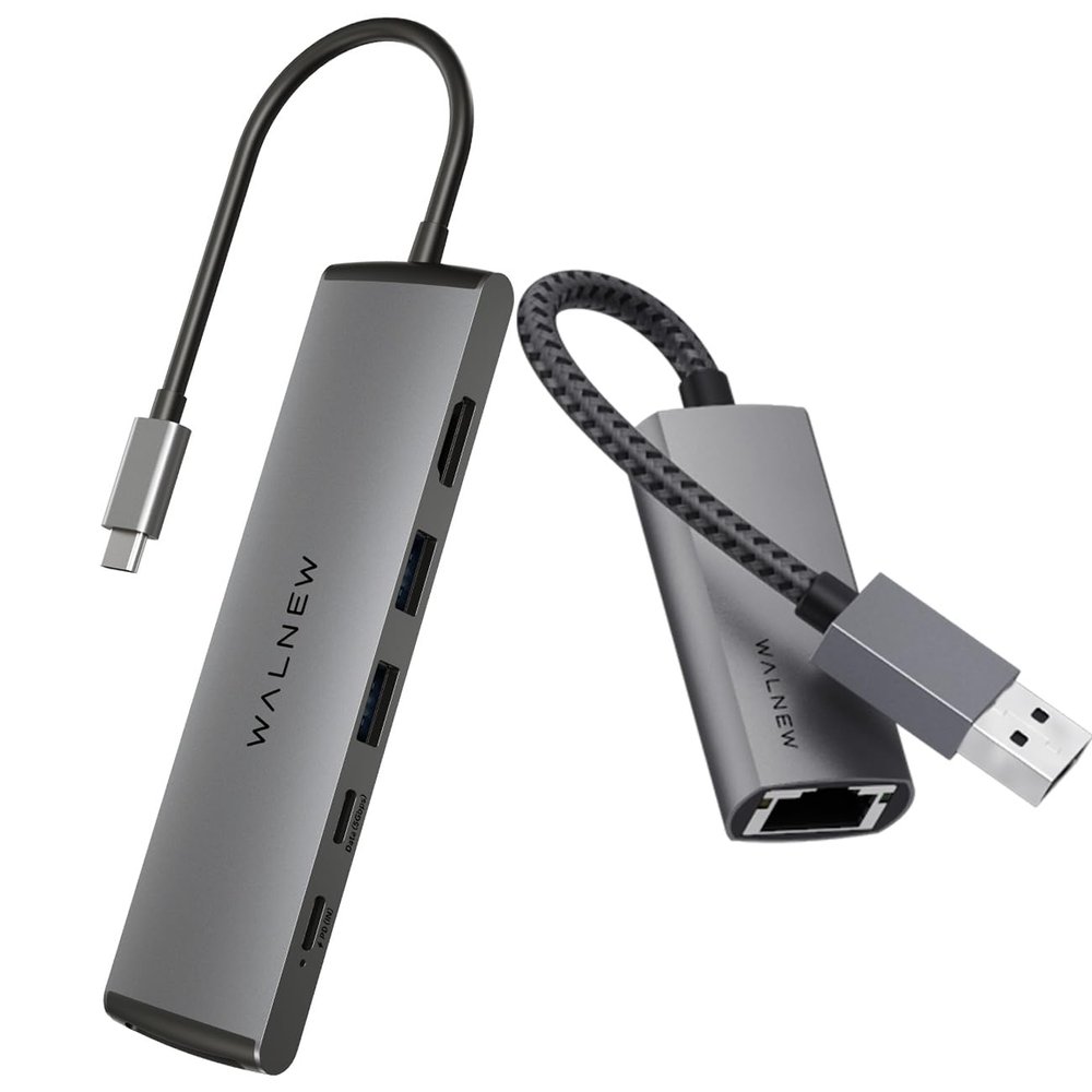 1pc USB 3.0 to 1Gbps Ethernet Adatper & 1pc 7 in 1 USB-C Hub