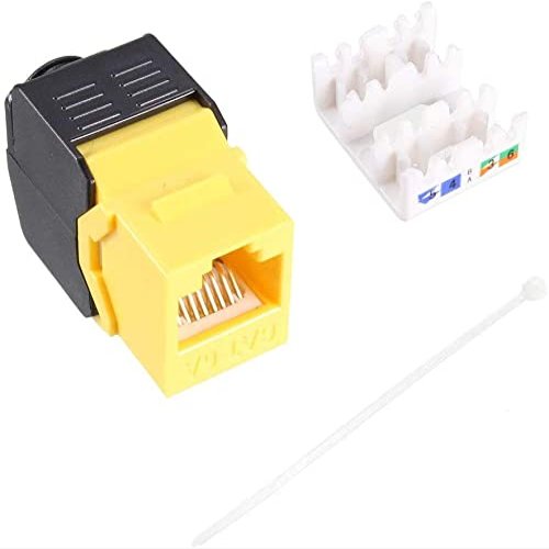 XYWHPGV Cat6A Jack RJ45 Module - Cat6A Network Coupler Punch Adapter Yellow(107f9 077b5 4006b 673fe 58406 98012