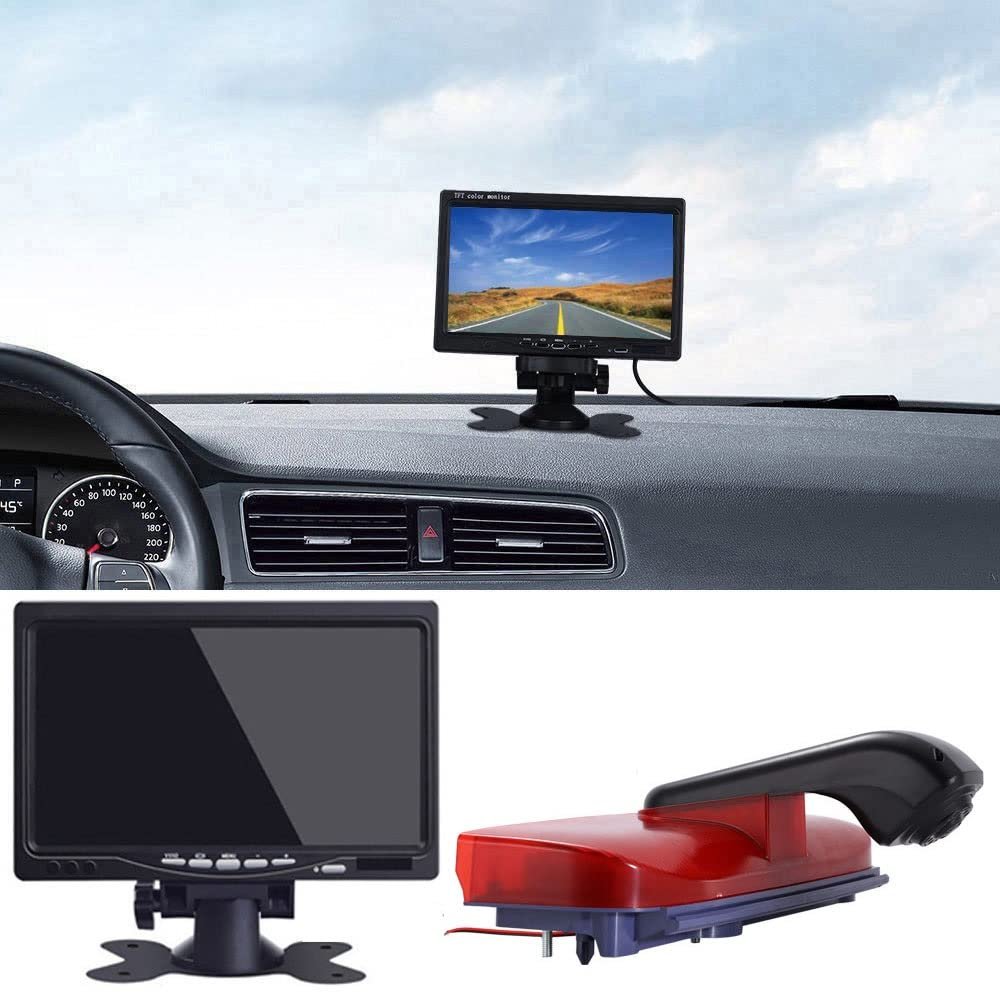 1280 * 720 Pixel Super HD Brake Light Backup Camera with 7 Inch LCD Monitor, Night Vision Reversing Camera Replacement for Ford Transit Connect 2 II/XL Cargo Titanium Passenger Wagon 2014-2022