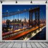 CORFOTO 12x8ft Fabric Manhattan Bridge at Night Photography Backdrop New York City Background Modern City Sunset Decorations NYC Themed Birthday Party Baby Shower Photoshoot Booth Studio Props view 1
