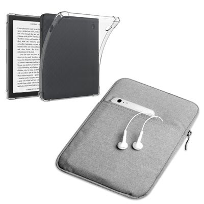 enoxboo Case for Kobo Libra 2 (2021 Release), Comes with a Sleeve Bag, Soft TPU Protective Back Transparent Cover for 7" Kobo Libra 2 eReader