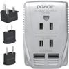 220V to 110V Converter, DOACE 2000W Travel Voltage Converter for Hair Dryer Straightener Curling Iron, 10A Power Adapter with 2 USB and EU/UK/AU/US Plugs for Charging Laptop Tablet Camera Cell Phone view 1