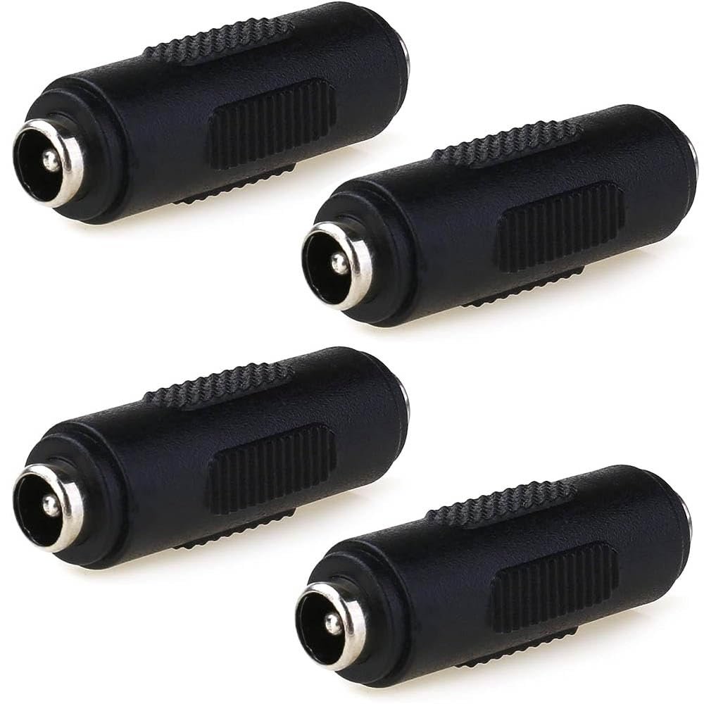 RAINSUNG 5.5mm*2.1mm Female to Female Plug DC Power Connector Adapter - 4Pack for CCTV, LED Strip, DC Cables with 5.5*2.1mm Tip, Charging Adapter