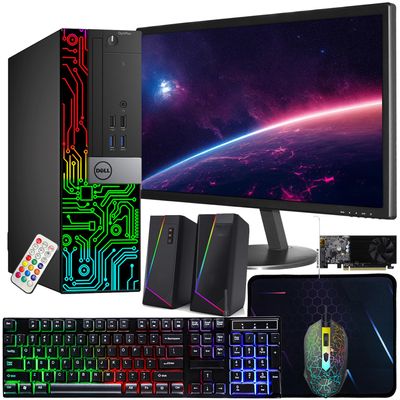 Dell OptiPlex 5060 SFF RGB Computer PC, Intel Core i5-8500, GeForce GT 1030 2GB GDDR5, 32GB RAM, 512GB NVMe, 1TB HDD, 22 Inch HDMI Monitor, Gaming Speakers, WiFi, Bluetooth, Windows 11 Pro (Renewed)