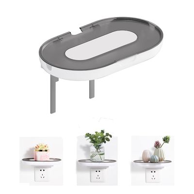 KYOFIS Wall Phone Charging Holder, Outlet Shelf Holder with Built in Cord Storag Router Holder Charging Shelf for Bathroom, Kitchen, Bedrooms (Color : Gray)
