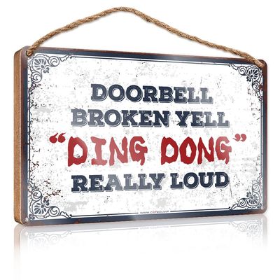 Little Man Cave Wood Signs Doorbell Broken Yell Ding Dong Really Loud Wooden Sign Restroom Decor Husband Gifts (Size : 23X35CM)
