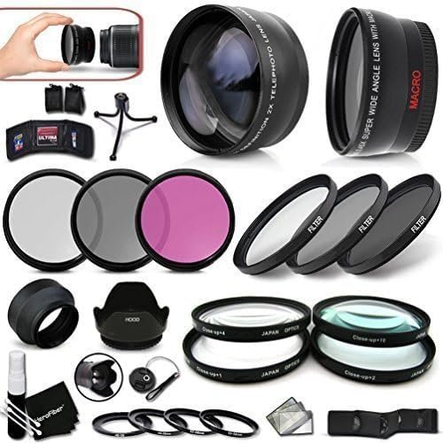 67mm Lens and Filters KIT Including: 67/72mm Wide Angle Lens + 67/72mm 2X Telephoto Lens w/Step-Up Ring to 72mm + 67mm Close-up Macro Filters + 67mm HD Filters + 67mm ND Filters + More
