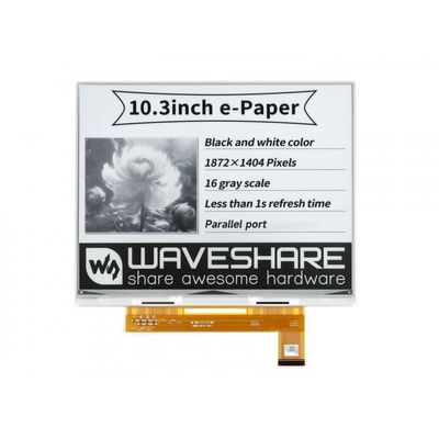 10.3inch E-Paper E-Ink Raw Display 18721404 Resolution Black and White Color 16 Grey Scales Parallel Port Communication Without PCB