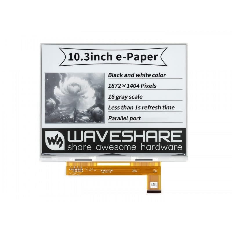 10.3inch E-Paper E-Ink Raw Display 18721404 Resolution Black and White Color 16 Grey Scales Parallel Port Communication Without PCB