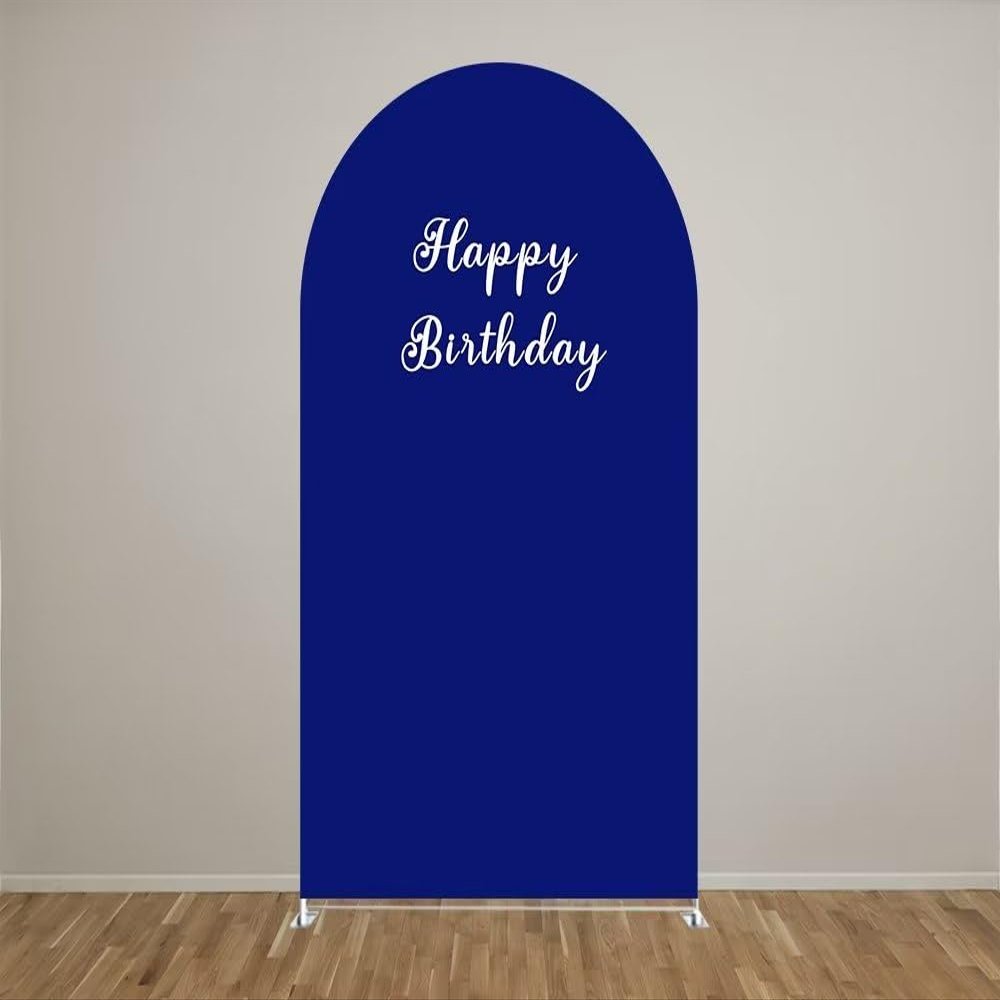 Aerdce Baseball Arch Stretchy Fabric Covers Royal Blue Arched Stand Backdrop Cover for Boys Birthday Party Baby Shower Decoration Banner(Only Cover)