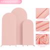 Wokceer Wedding Arch Cover Set of 3 Spandex Fitted Wedding Arch Stand Covers for Round Top Chiara Arch Backdrop Stands Cover for Birthday Party Ceremony Banquet Decoration 4ft,5ft,6ft Pale Pink view 4