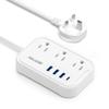 BESTEK UK & European Travel Plug Adapter, 7-IN-1 with 3 AC Outlets, 3 USB-A, 1 USB-C (PD 20W) Fast Charging, Supports Up to 7 Devices, White, Type C & G Plugs view 2