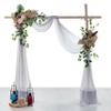 MDS Pack of 1 Wedding Arch Drape Panel (30" Width x 50ft Long) Sheer Chiffon Arbor Canopy Drapery Fabric for Wedding Ceremony Reception Decoration Party Ceiling Backdrop Curtain Swag - Cool Gray view 2