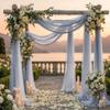 MDS Pack of 1 Wedding Arch Drape Panel (30" Width x 50ft Long) Sheer Chiffon Arbor Canopy Drapery Fabric for Wedding Ceremony Reception Decoration Party Ceiling Backdrop Curtain Swag - Cool Gray view 4
