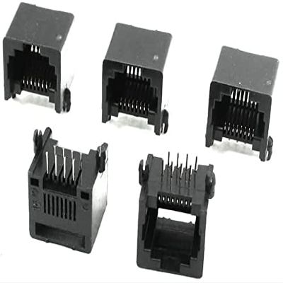 XYWHPGV 5 Pcs 13mm Long Black Plastic Shell 8P8C RJ45 Jacks Sockets Ports(a1f70 78964 bd810 23c60 baed1 05b7e