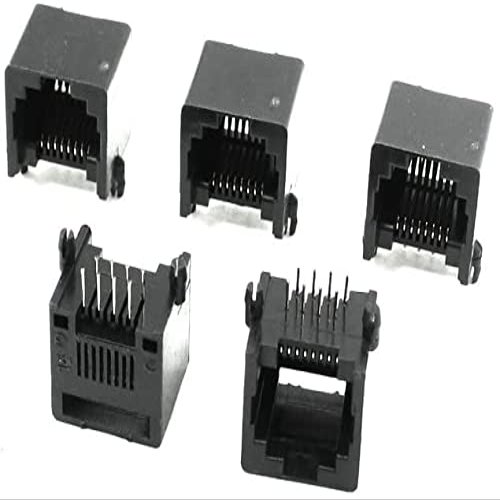 XYWHPGV 5 Pcs 13mm Long Black Plastic Shell 8P8C RJ45 Jacks Sockets Ports(a1f70 78964 bd810 23c60 baed1 05b7e