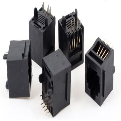 XYWHPGV 5 Pcs Unshielded RJ45 8P8C 8 Round Pin Network Modular PCB Connector Jacks Black(a8c43 0f8de 3f3fc 447c4 e8748 03fd2