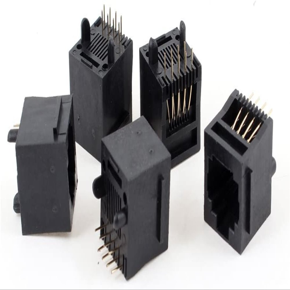 XYWHPGV 5 Pcs Unshielded RJ45 8P8C 8 Round Pin Network Modular PCB Connector Jacks Black(a8c43 0f8de 3f3fc 447c4 e8748 03fd2