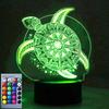 Jinnwell 3D Turtle led Night Light Lamp Illusion Night Light 16 Color Changing Table Desk Decoration Gift Acrylic Flat ABS Base USB Cable Toy view 1