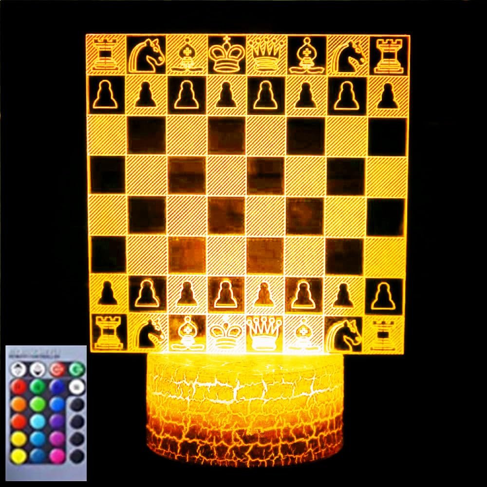 Jinnwell 3D Chess Night Light Music Ballet Lamp Illusion 16 Color Changing Table Desk Decoration Lamps Gift with Acrylic Flat ABS Base USB Cable Toy
