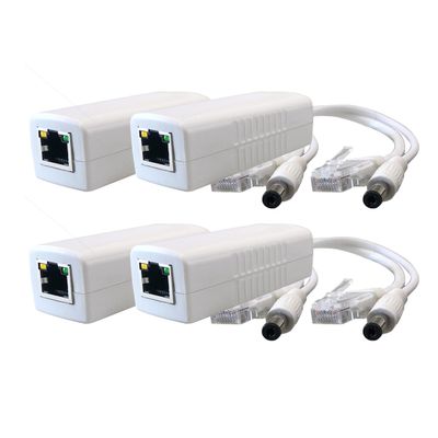 4-Pack Gigabit PoE Splitter Converter, 12V DC Output, IEEE 802.3 af/at Compliant, 10/100/1000Mbps, Plug 5.5mm x 2.1mm, for IP Camera, AP, WiFi Node, IP Phone and More, White