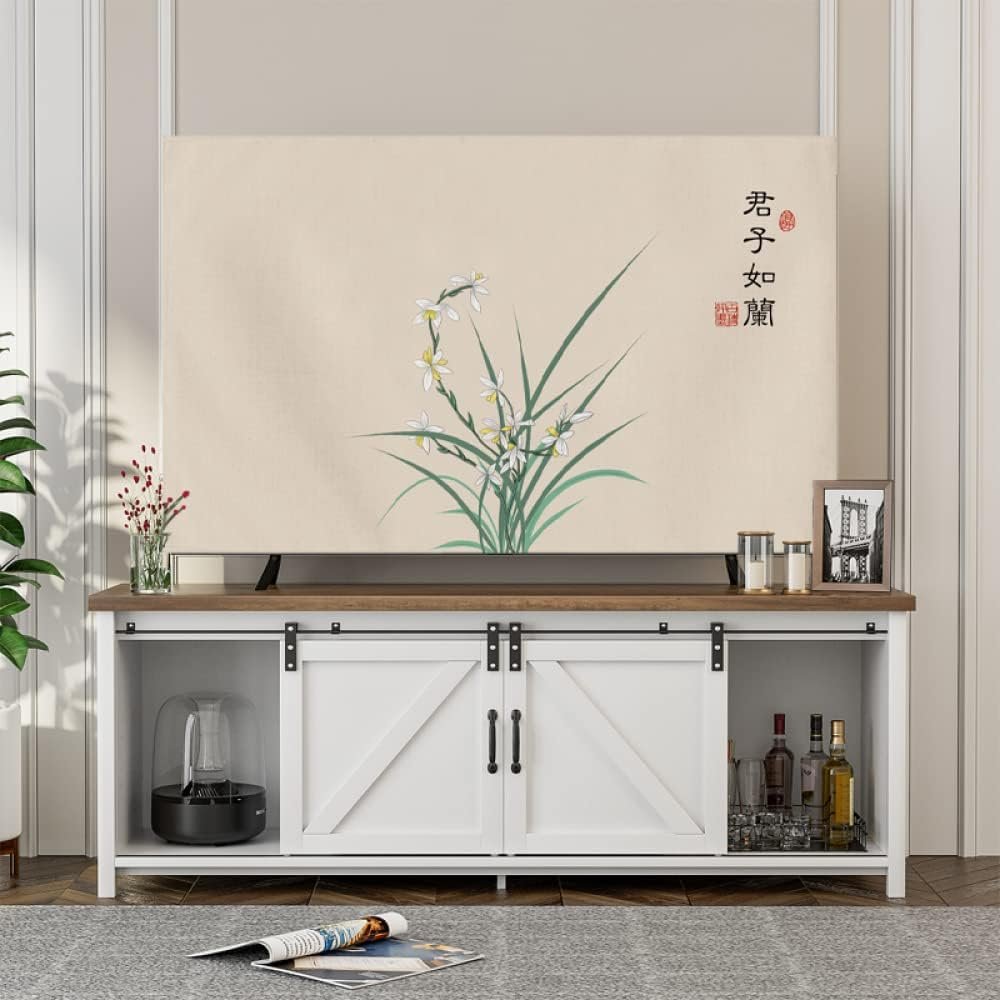 Wcxixo Universal Cover for Indoor TV, 19-75inch TV Cover TV Screen Protector Cover Fabric for LCD LED Soft Dust Cover with Painting Printing Bedroom Living Room Decoration