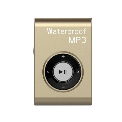 IPX8 Waterproof Swimming MP3 Player Built-in 8GB Sports Running Surf MP3 Music with FM Radio Hi-Fi Waterproof Headphone (Gold)