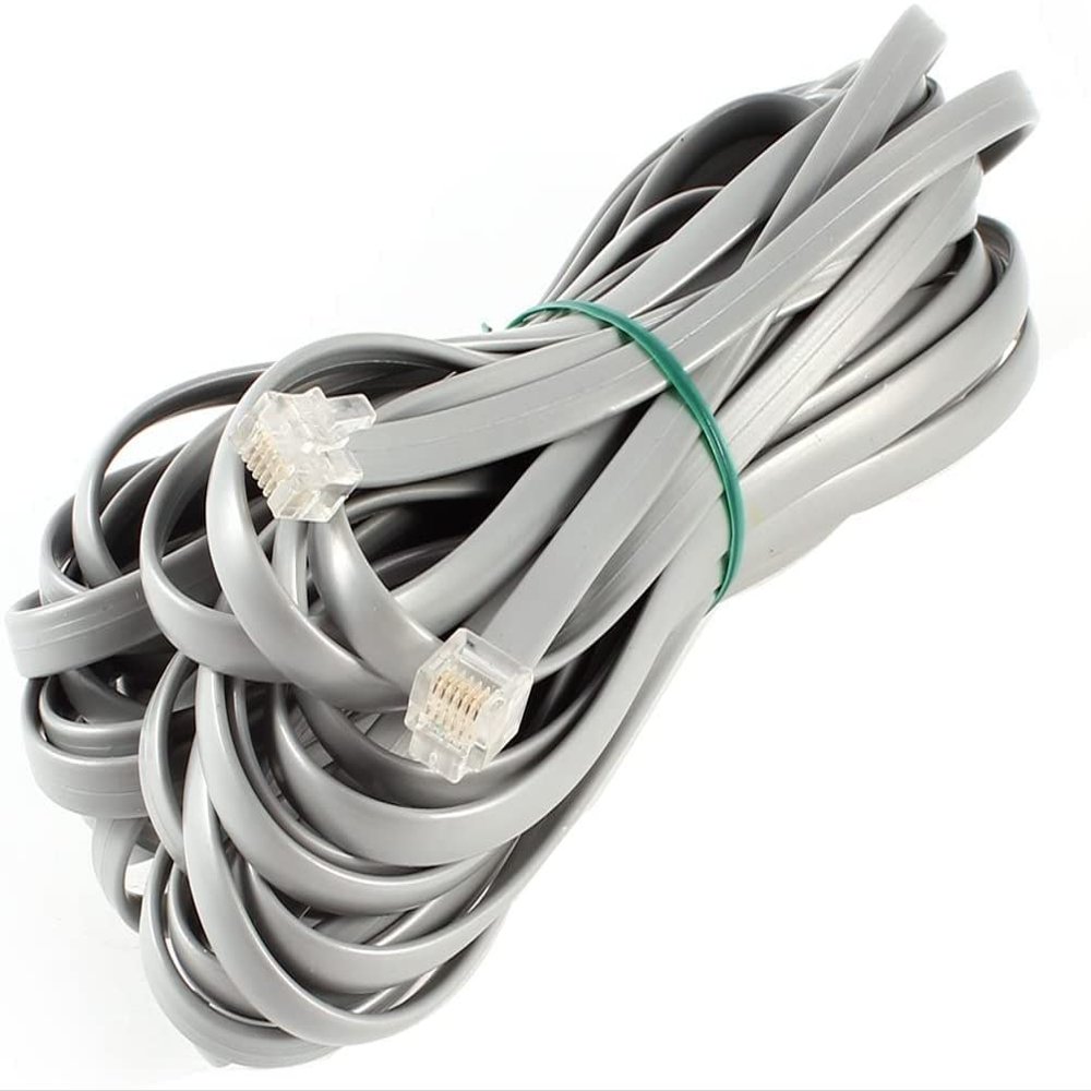XYWHPGV Plastic Noodles 6P6C RJ12 M/M Flat Phone Cable, 10M 33-Feet, Grey(89ba6 57989 53f4e 9cd3f ebaf2 07989