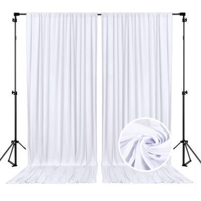 10 x 7 Feet White Backdrop Curtain for Partie, Background Curtains for Photoshoot, Birthday, Wedding, Halloween, Thanksgiving, Christmas, New Year Party Decorations 5Ft x 7Ft, 2 Panels
