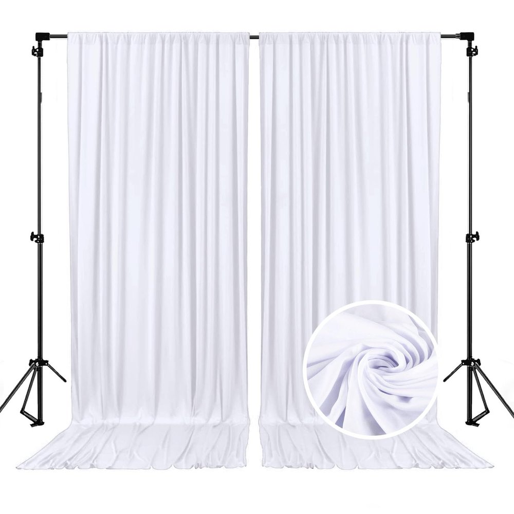 10 x 7 Feet White Backdrop Curtain for Partie, Background Curtains for Photoshoot, Birthday, Wedding, Halloween, Thanksgiving, Christmas, New Year Party Decorations 5Ft x 7Ft, 2 Panels