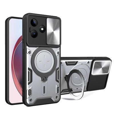 Kukoufey Compatible with Infinix Hot 30i Case,with Slide Camera Lens Cover Compatible with Infinix Hot 30i 4G X669 X669C X669D Case Silver