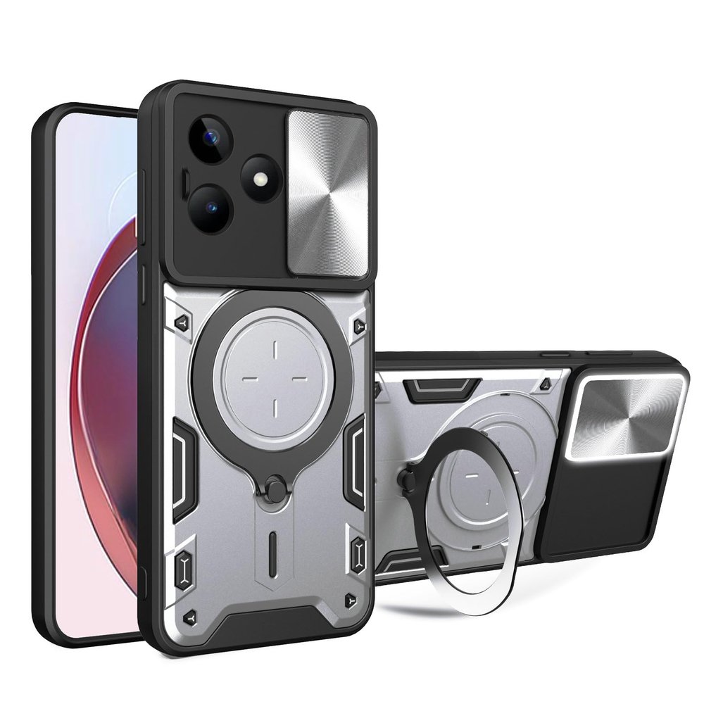 Kukoufey Compatible with Infinix Hot 30i Case,with Slide Camera Lens Cover Compatible with Infinix Hot 30i 4G X669 X669C X669D Case Silver