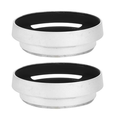 2Pcs 58mm/2.3in Aluminium Alloy Hollow Out Lens Hood Replacement for Camera, Silver