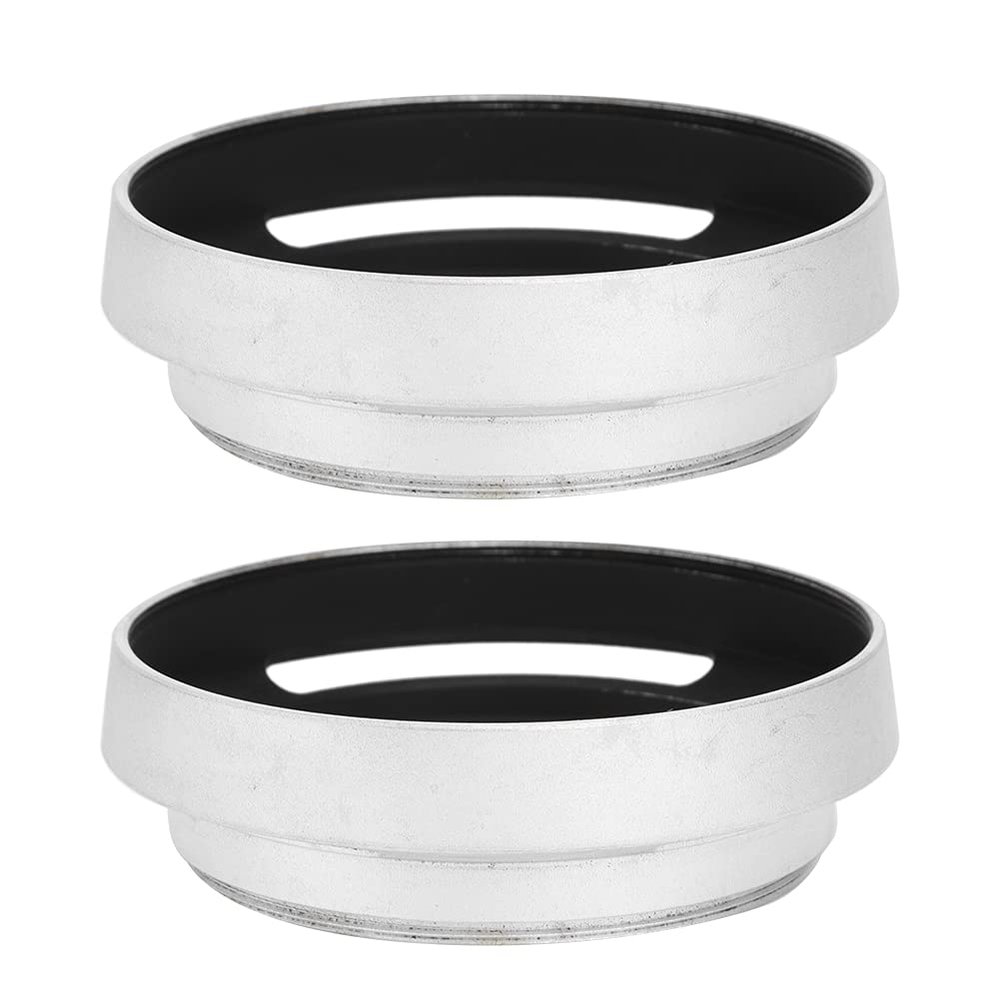 2Pcs 58mm/2.3in Aluminium Alloy Hollow Out Lens Hood Replacement for Camera, Silver