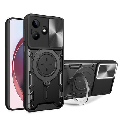 Kukoufey Compatible with Infinix Hot 30 4G Case,with Slide Camera Lens Cover Compatible with Infinix Hot 30 4G X6831 Case Black