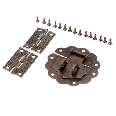 WRAFER Door HingesButt Hinges Antique Bronze Toggle Hasp Latch Buckle + 2Pcs Decorative Cabinet Hinges Vintage Furniture Hardware for Jewelry Wooden Box
