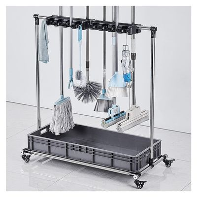 Racks Movable Floor Standing Mop Broom Holder Commercial Cleaning Tool Cart,Cleaning Supplies Organizer,Garden Garage Tool Storage Rack,Housekeeping Supplies,for Schools,Garden,Garage,Factories