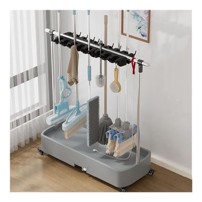 SCOOVY Racks Movable Broom Mop Holder Put Wet Mops,Cleaning Tool Cart,Commercial Mop Rack,Cleaning Supplies Organizer,Garden Tool Storage,Mop Drain Rack,Umbrella Stand,with Universal Wheels