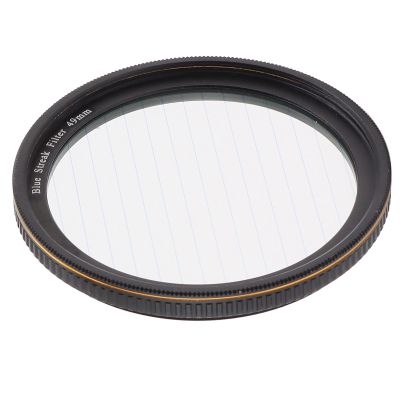 Blue Streak Effect Filter, Anamorphic Light Effect Filter for Camera Lens, Optical Glass Blue Streak Camera Lens Filter for Night Aluminum Alloy Frame (49mm)